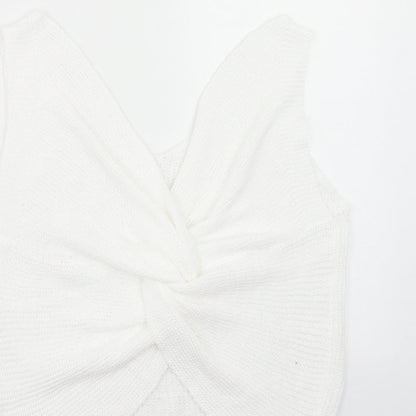 SheIn Womens White Acrylic Basic Tank Size XL V-Neck