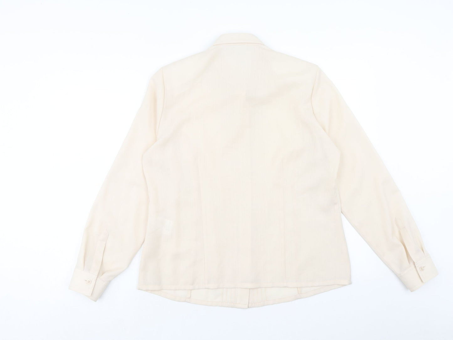 Sommer Mann Womens Beige Polyester Basic Button-Up Size 16 Collared