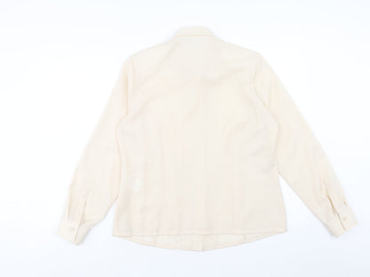 Sommer Mann Womens Beige Polyester Basic Button-Up Size 16 Collared