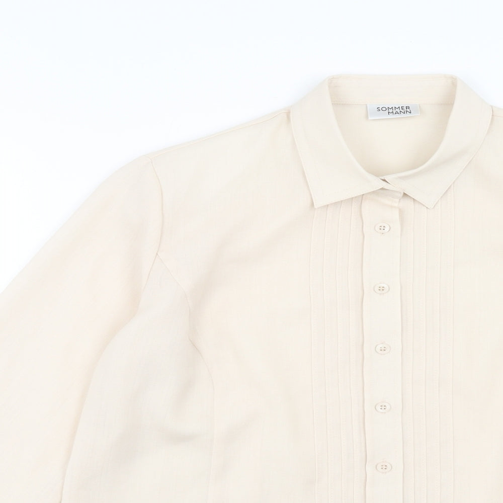 Sommer Mann Womens Beige Polyester Basic Button-Up Size 16 Collared