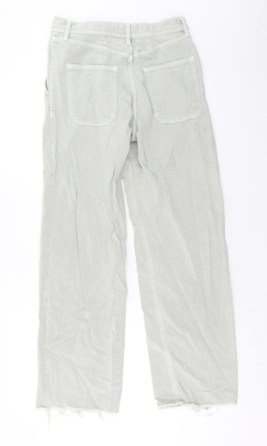 Zara Womens Green Cotton Straight Jeans Size S Regular Zip