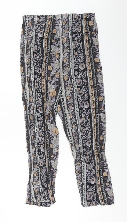 Vintage Studio Womens Multicoloured Geometric Viscose Trousers Size XL Regular Drawstring