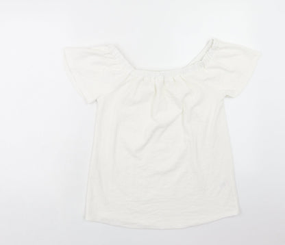 Papaya Womens White Polyester Basic T-Shirt Size 8 Square Neck