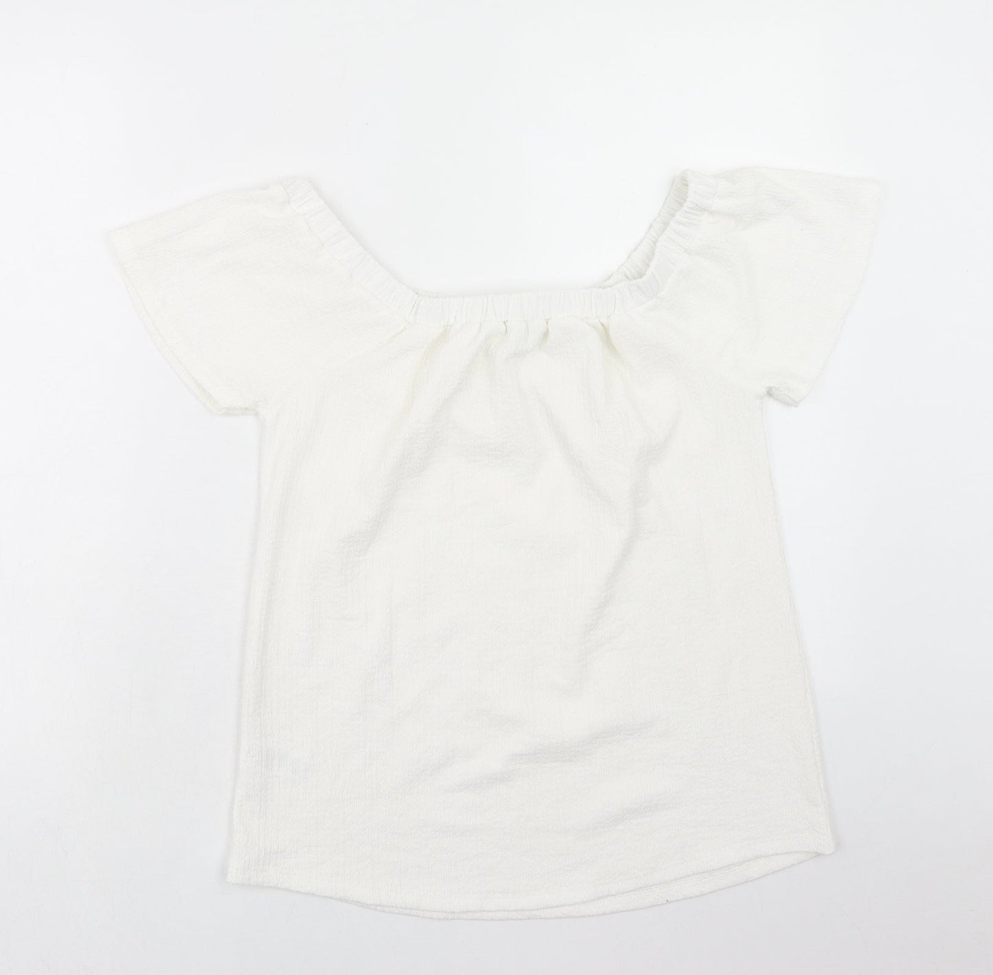 Papaya Womens White Polyester Basic T-Shirt Size 8 Square Neck