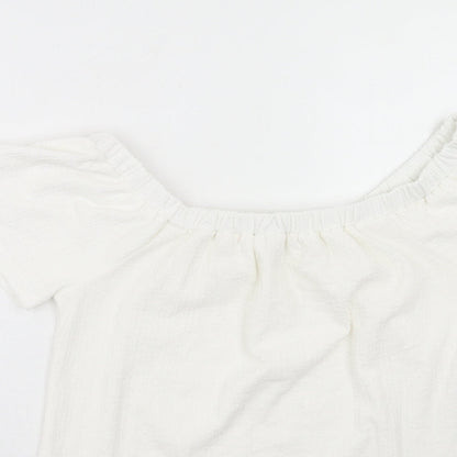 Papaya Womens White Polyester Basic T-Shirt Size 8 Square Neck