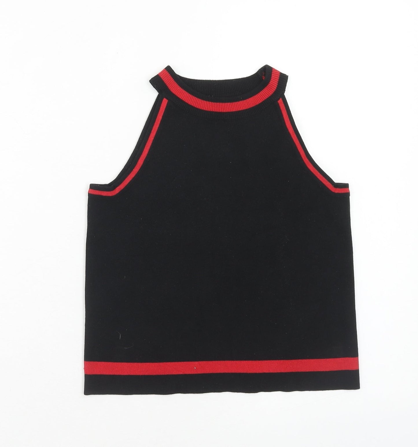 Luc-Ce Womens Black Acrylic Cropped Tank Size M Round Neck