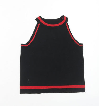 Luc-Ce Womens Black Acrylic Cropped Tank Size M Round Neck