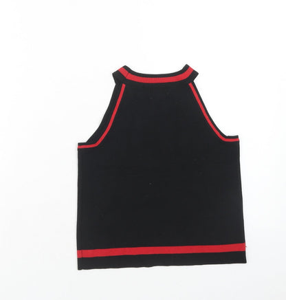 Luc-Ce Womens Black Acrylic Cropped Tank Size M Round Neck