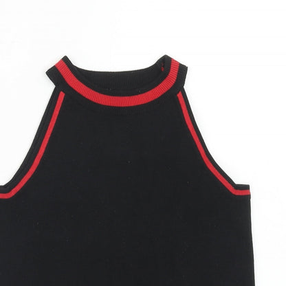 Luc-Ce Womens Black Acrylic Cropped Tank Size M Round Neck