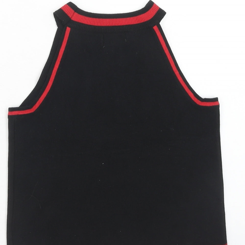 Luc-Ce Womens Black Acrylic Cropped Tank Size M Round Neck