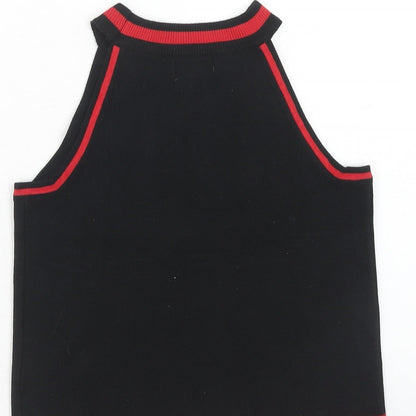 Luc-Ce Womens Black Acrylic Cropped Tank Size M Round Neck