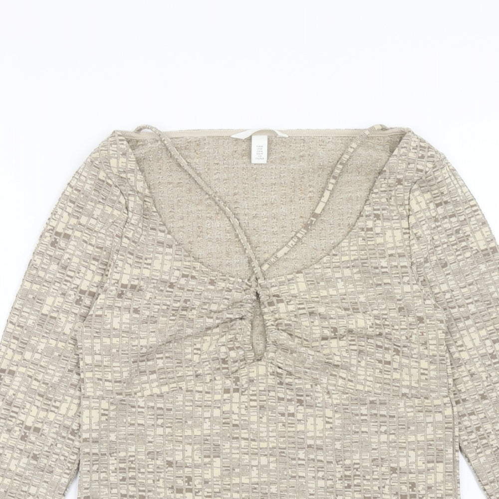 Womens UK Size M H&M Brown Basic Blouse