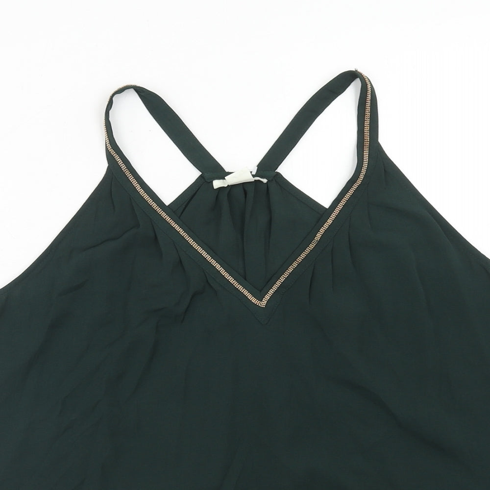 Womens UK Size 8 H&M Green Basic Tank