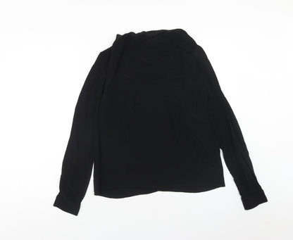 Warehouse Womens Black Viscose Basic Blouse Size 12 Mock Neck