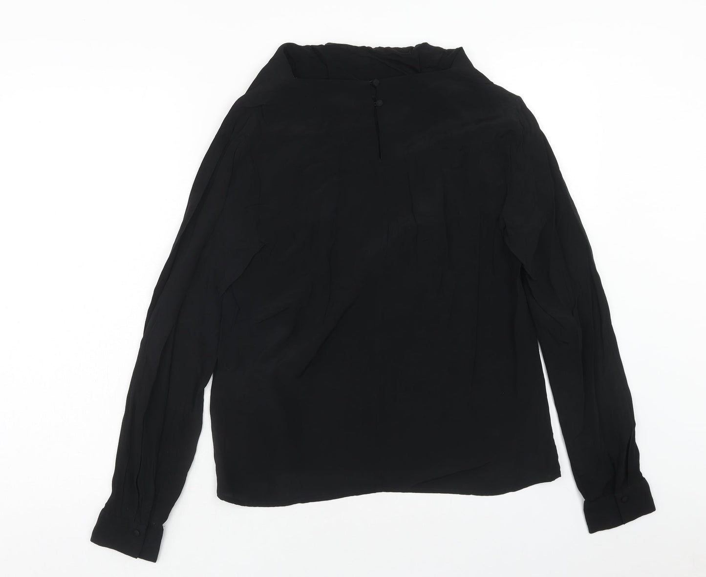 Warehouse Womens Black Viscose Basic Blouse Size 12 Mock Neck