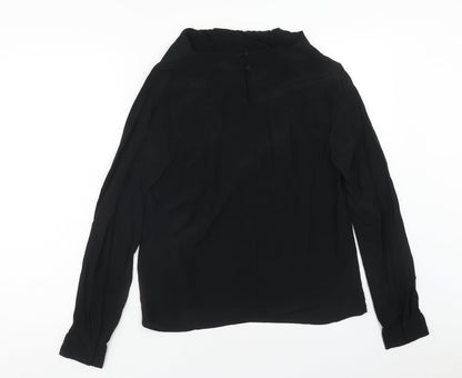 Warehouse Womens Black Viscose Basic Blouse Size 12 Mock Neck