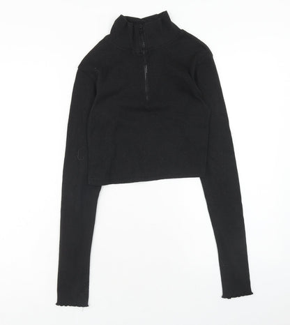 Womens UK Size M PRETTYLITTLETHING Black Cropped Blouse