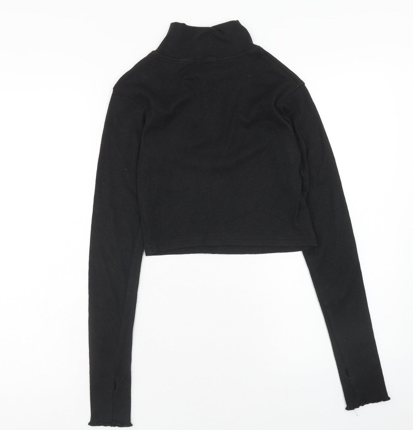 Womens UK Size M PRETTYLITTLETHING Black Cropped Blouse