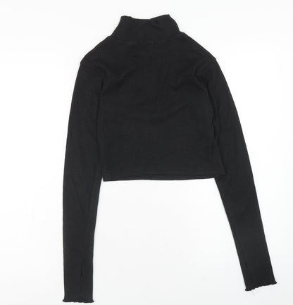 Womens UK Size M PRETTYLITTLETHING Black Cropped Blouse