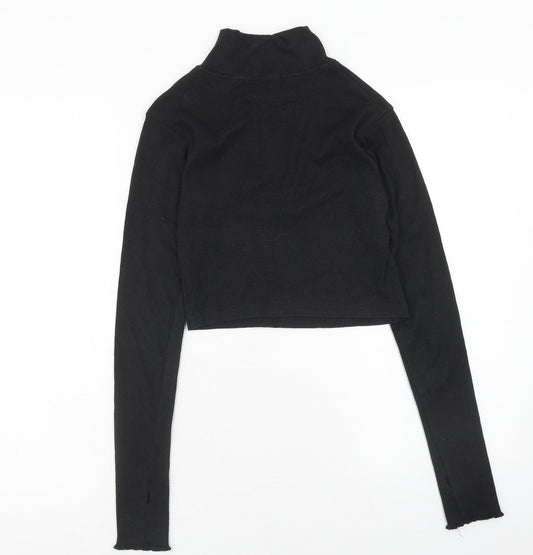 Womens UK Size M PRETTYLITTLETHING Black Cropped Blouse