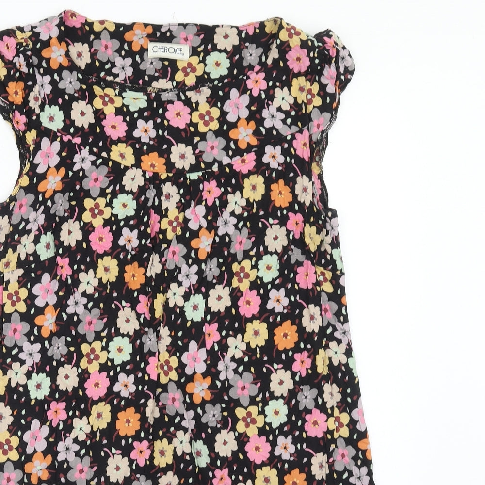 Cherokee Womens Multicoloured Floral Viscose Tunic Blouse Size 10 Boat Neck