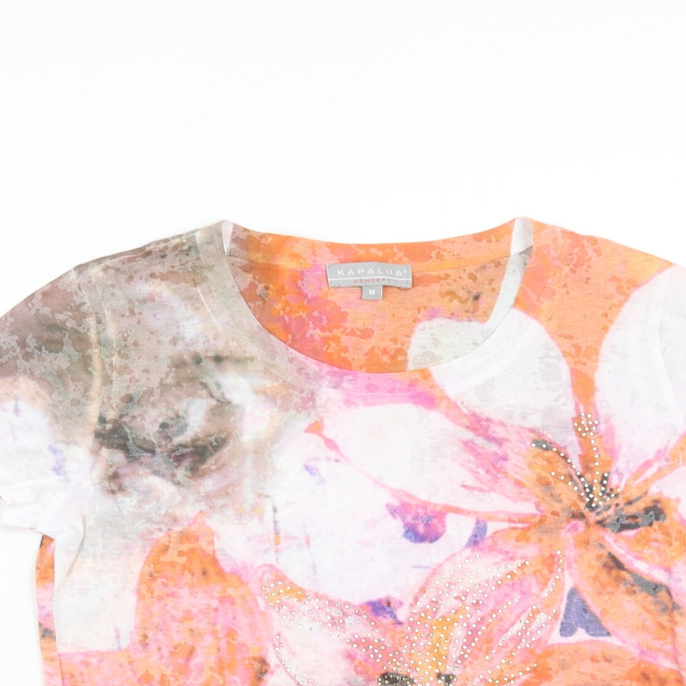 Womens UK Size M Kapalua Multicoloured Basic T-Shirt
