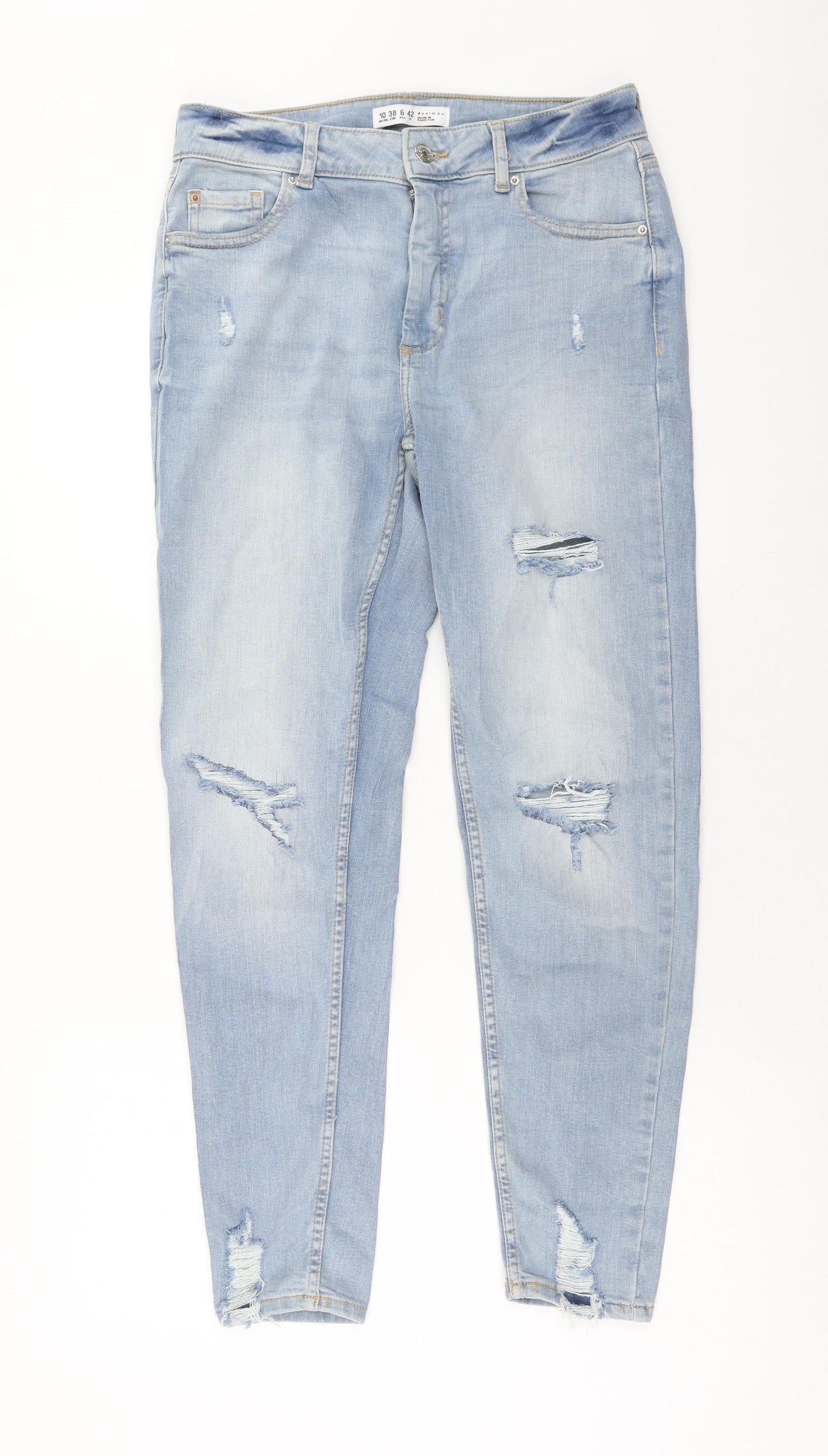 Denim & Co. Womens Blue Cotton Straight Jeans Size 10 Regular Zip