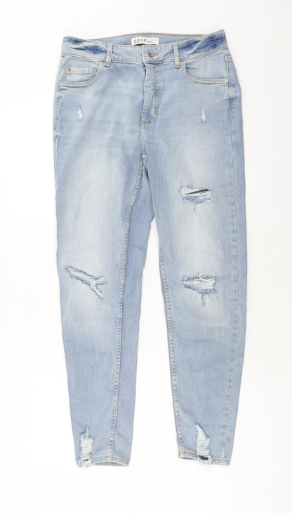 Denim & Co. Womens Blue Cotton Straight Jeans Size 10 Regular Zip