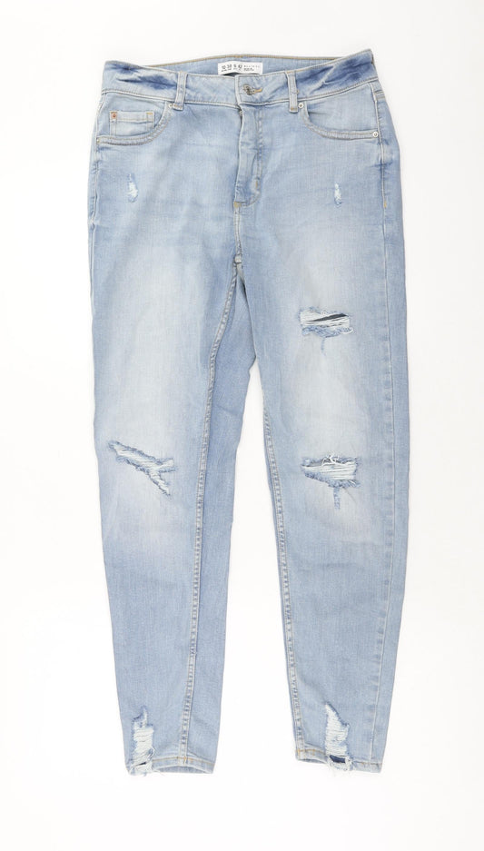 Denim & Co. Womens Blue Cotton Straight Jeans Size 10 Regular Zip