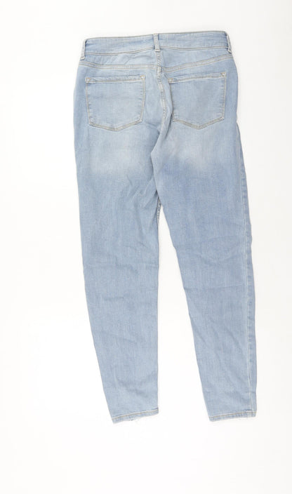 Denim & Co. Womens Blue Cotton Straight Jeans Size 10 Regular Zip