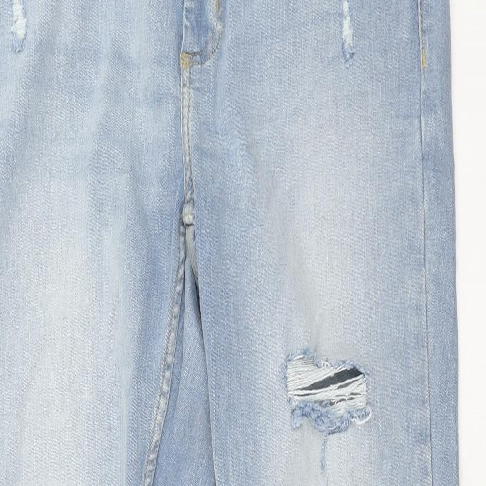 Denim & Co. Womens Blue Cotton Straight Jeans Size 10 Regular Zip