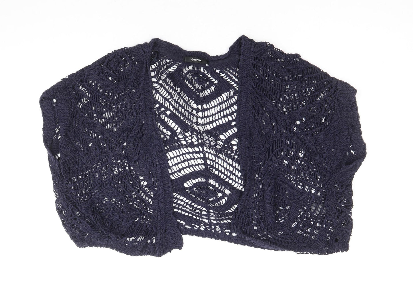 George Womens Blue V-Neck Cotton Cardigan Jumper Size 8 - Size 8-10