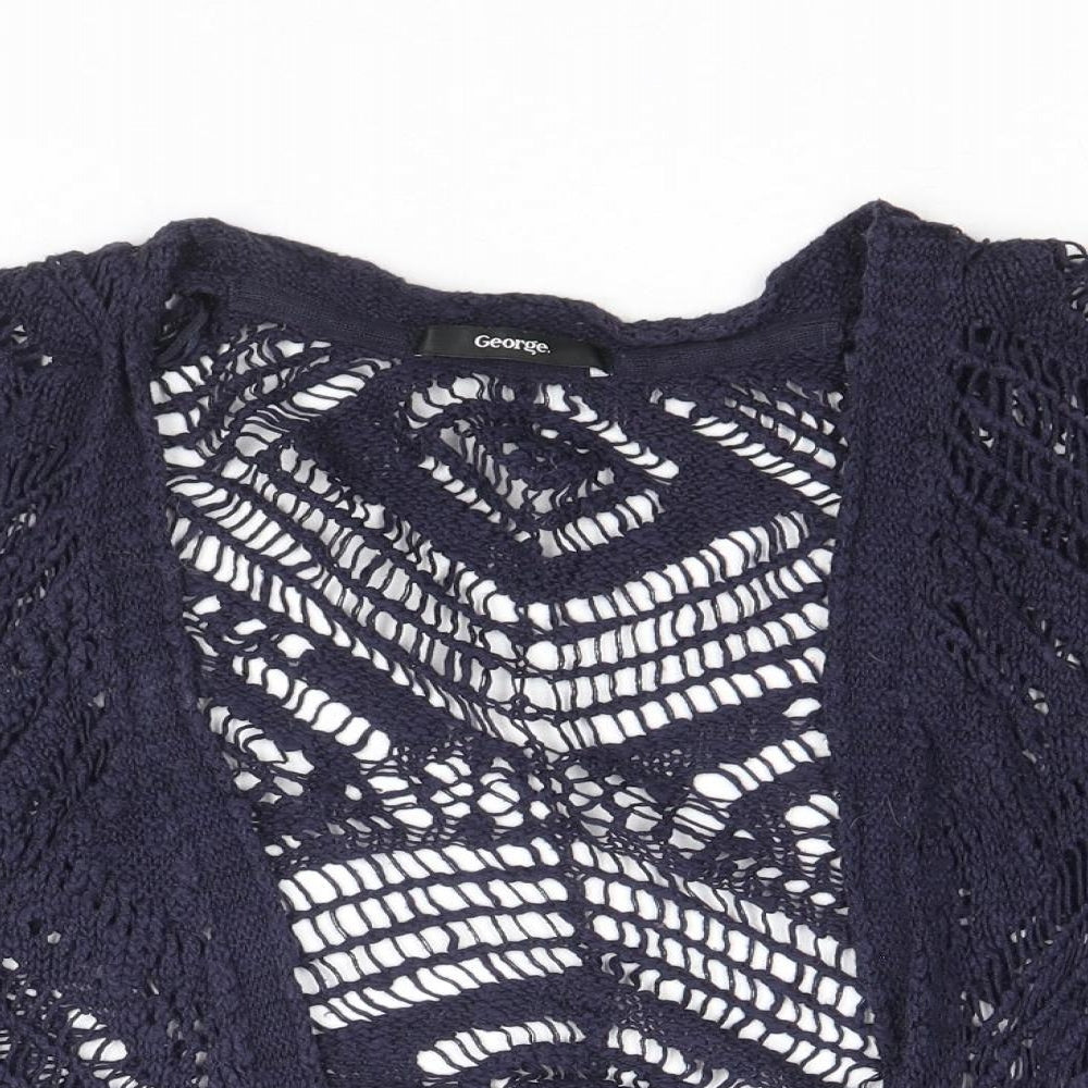 George Womens Blue V-Neck Cotton Cardigan Jumper Size 8 - Size 8-10