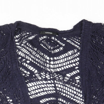 George Womens Blue V-Neck Cotton Cardigan Jumper Size 8 - Size 8-10