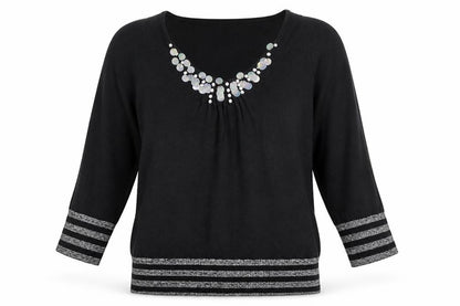 Womens UK Size 14 Karen Scott Black Pullover Jumper
