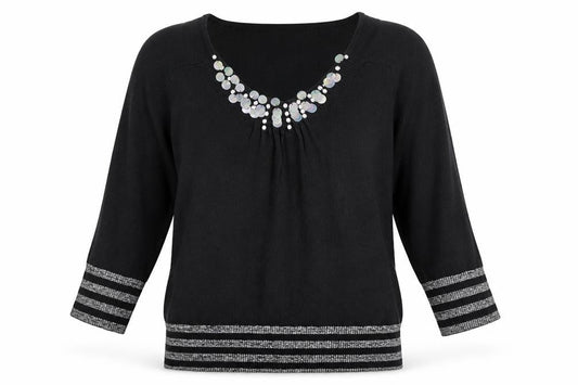Womens UK Size 14 Karen Scott Black Pullover Jumper