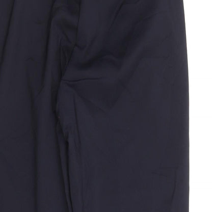 marks and Womens Blue Cotton Trousers Size 8 Regular Zip