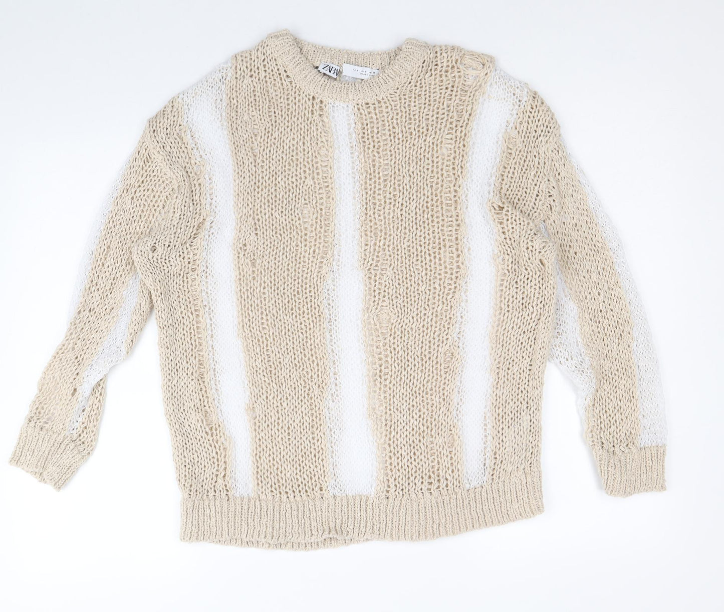 Womens UK Size S Zara Beige Pullover Jumper