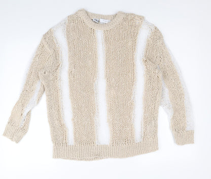 Womens UK Size S Zara Beige Pullover Jumper