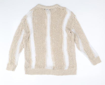 Womens UK Size S Zara Beige Pullover Jumper