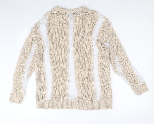 Womens UK Size S Zara Beige Pullover Jumper