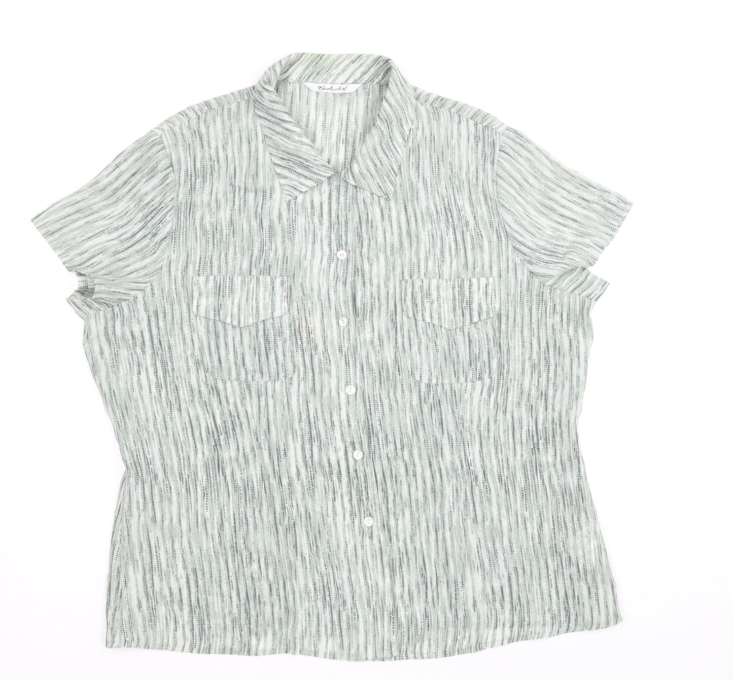 Bertex Womens Green Geometric Polyester Basic Button-Up Size 18 Collared