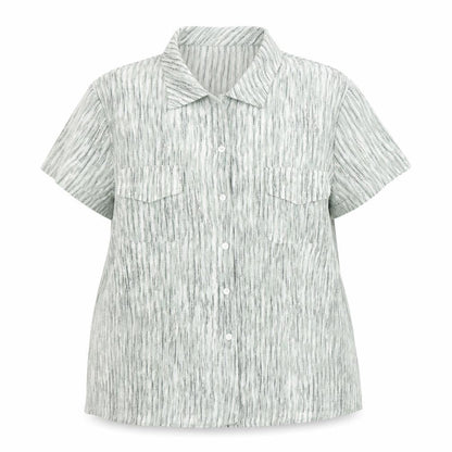 Bertex Womens Green Geometric Polyester Basic Button-Up Size 18 Collared