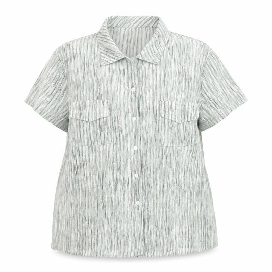 Bertex Womens Green Geometric Polyester Basic Button-Up Size 18 Collared
