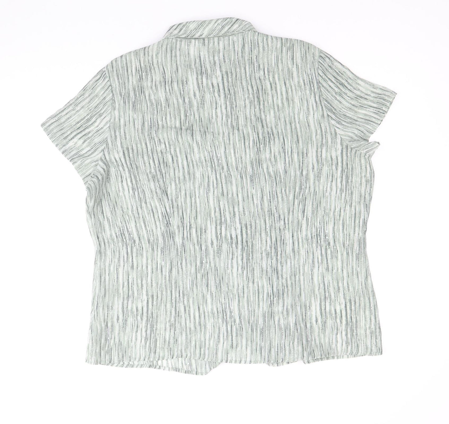 Bertex Womens Green Geometric Polyester Basic Button-Up Size 18 Collared