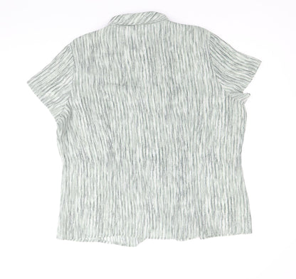 Bertex Womens Green Geometric Polyester Basic Button-Up Size 18 Collared