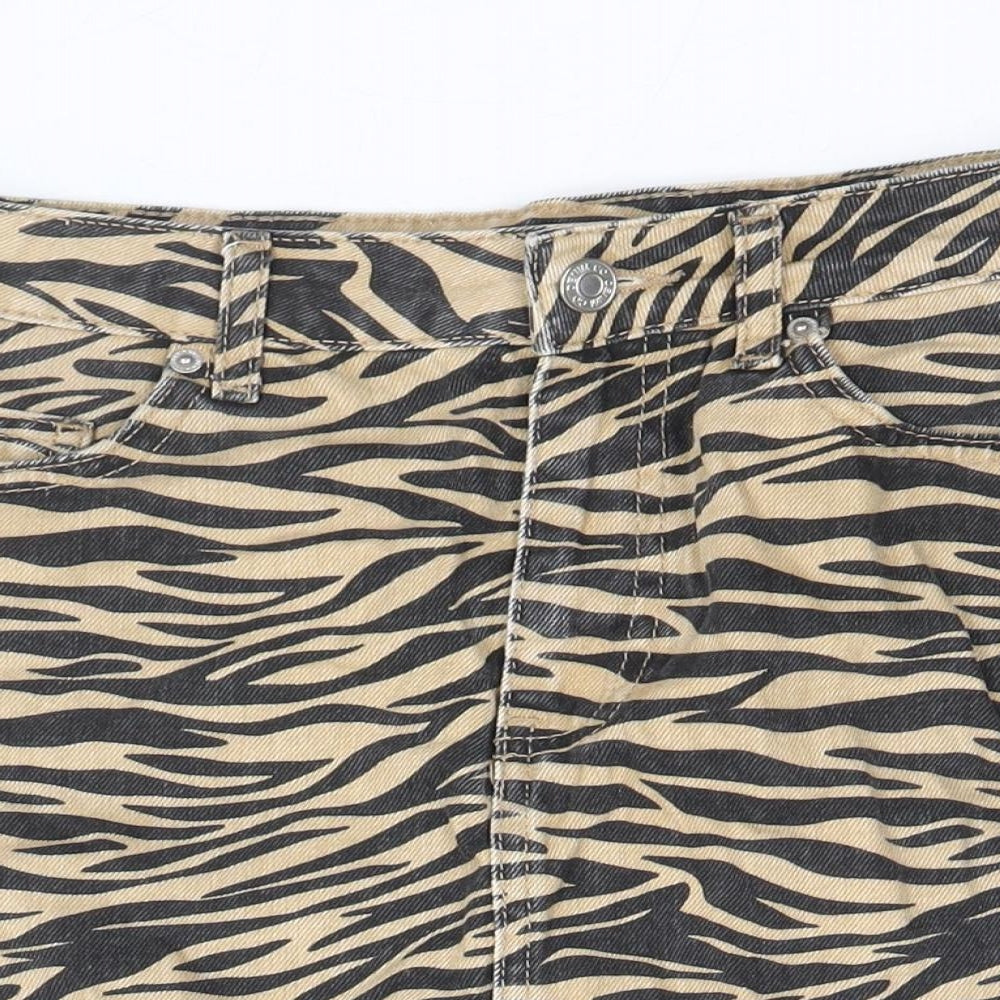 Denim & Co. Womens Black Animal Print Cotton Straight & Pencil Skirt Size 8 Zip - Tiger Pattern