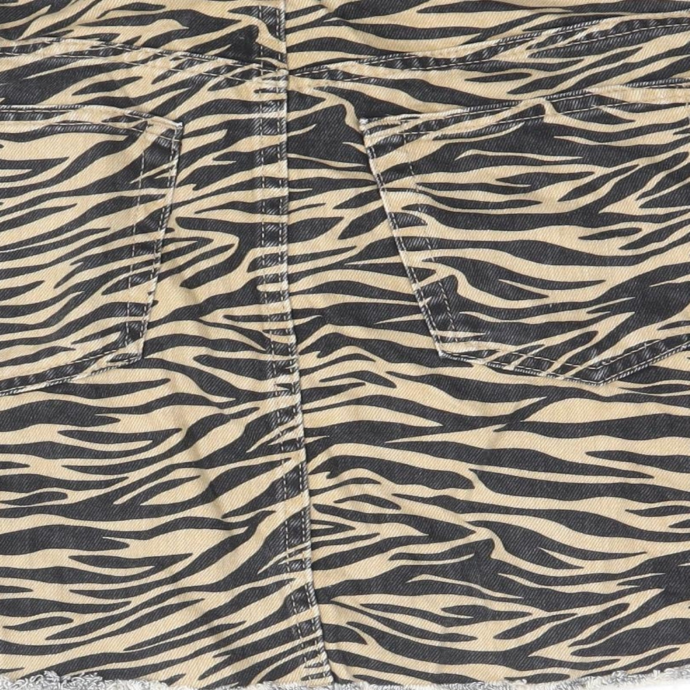Denim & Co. Womens Black Animal Print Cotton Straight & Pencil Skirt Size 8 Zip - Tiger Pattern