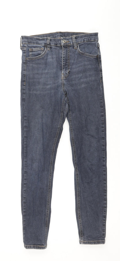 Topshop Womens Blue Cotton Skinny Jeans Size 28 in Regular Zip