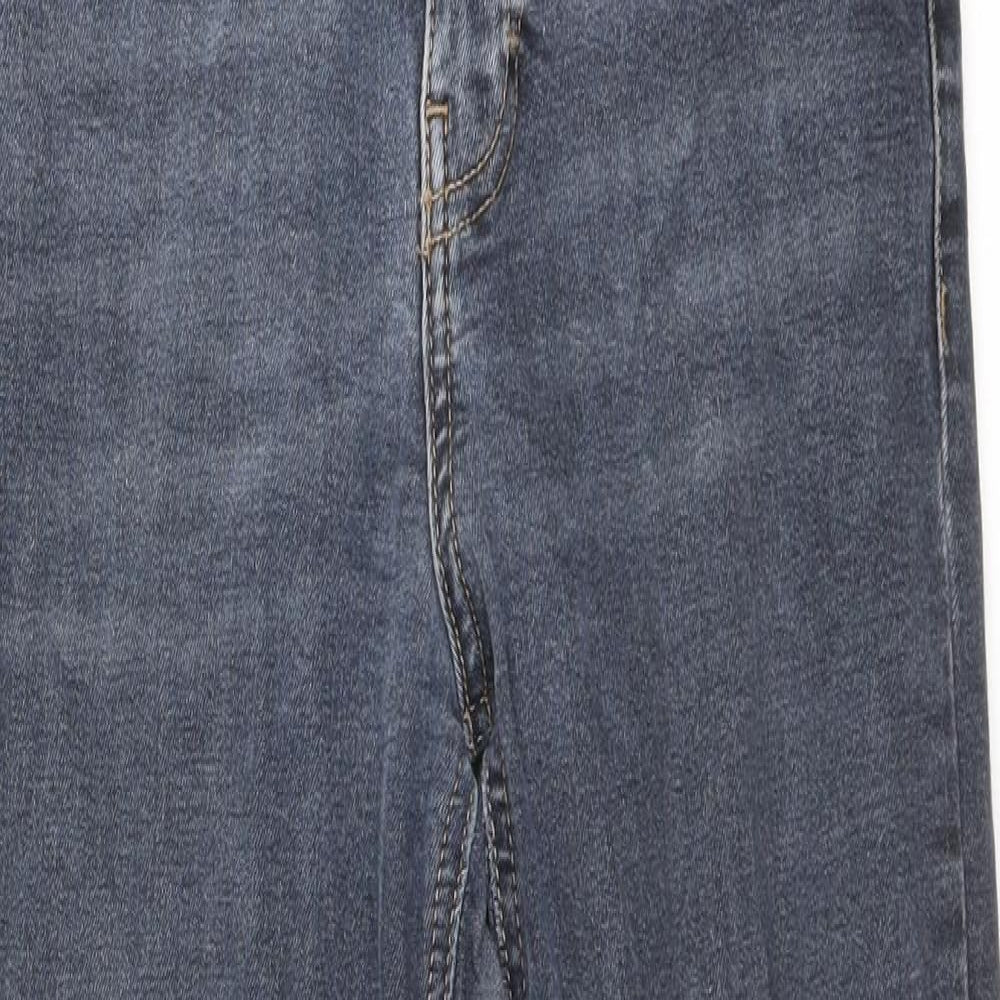 Topshop Womens Blue Cotton Skinny Jeans Size 28 in Regular Zip